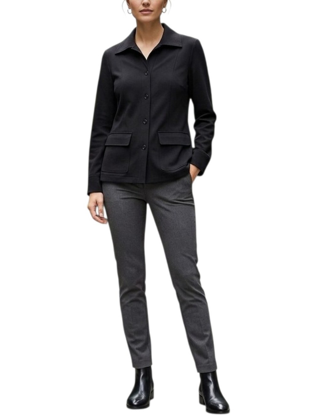 Northern Reflections Black Button Down Shacket Womens  Lightweight Jacket Size S